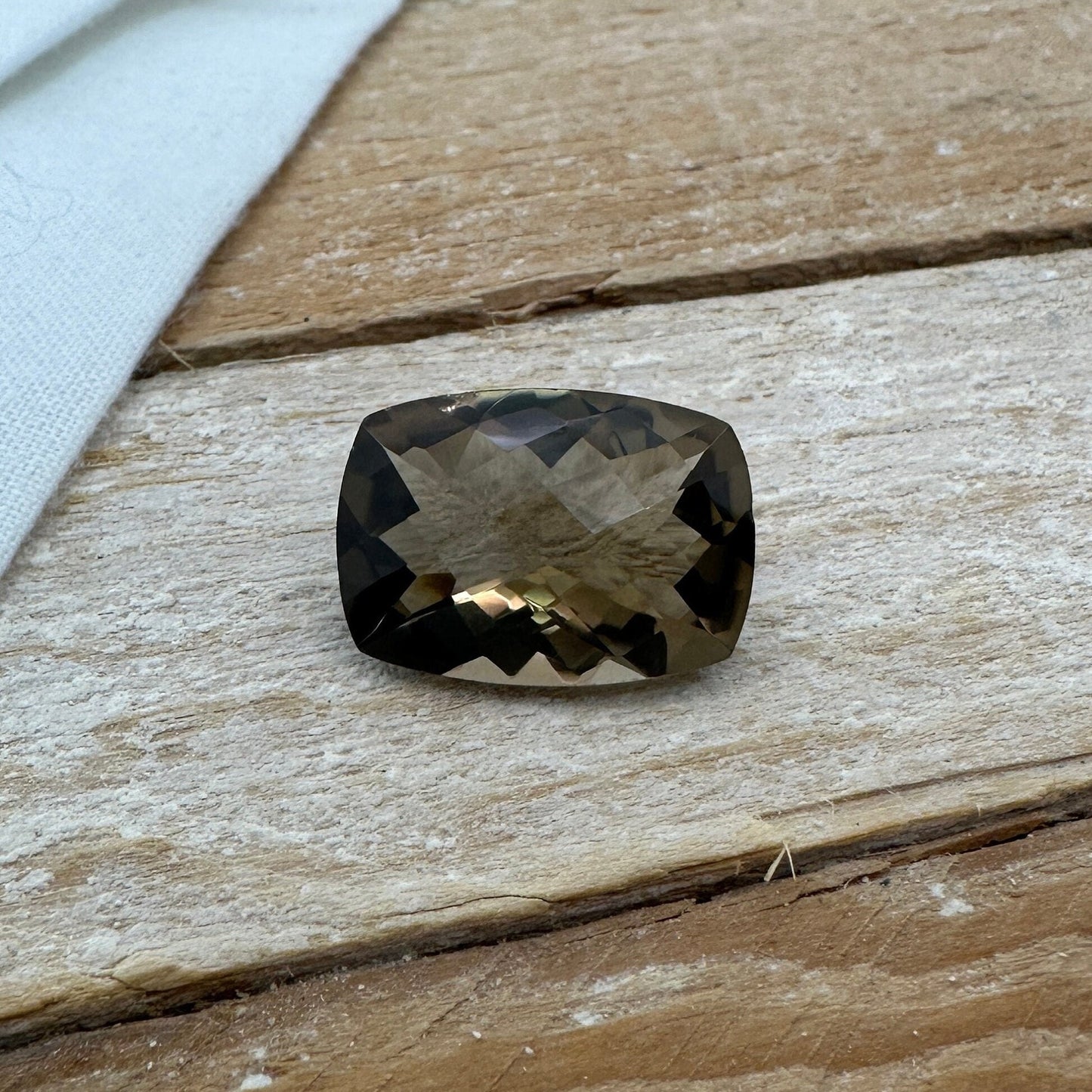 18x13mm Smoky quartz 11.50 carat Rectangle Cushion Checkerboard, Faceted Loose Gemstone