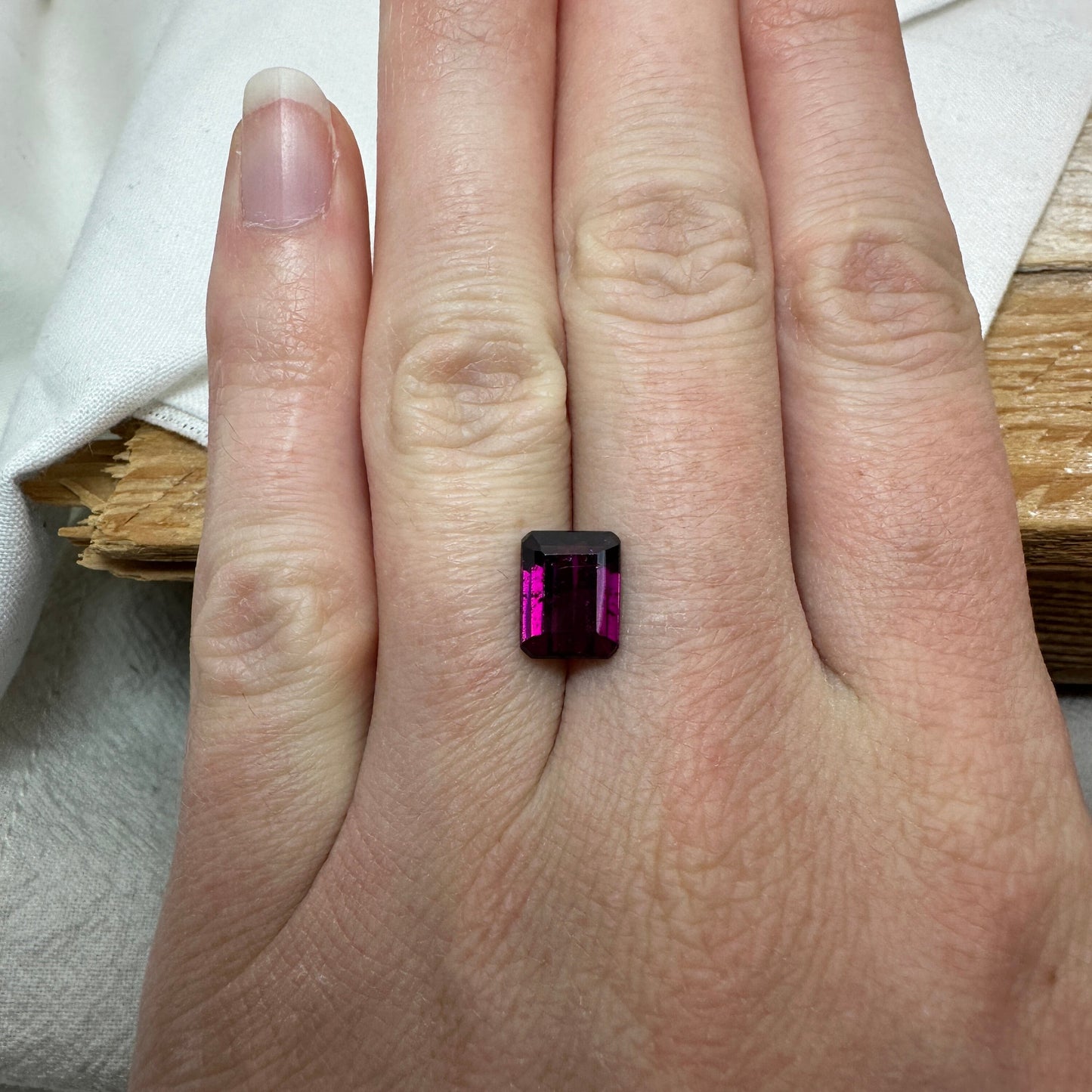 9x7mm Natural Rhodolite Garnet, 3.19 carat, Emerald Cut, Faceted Purple Garnet