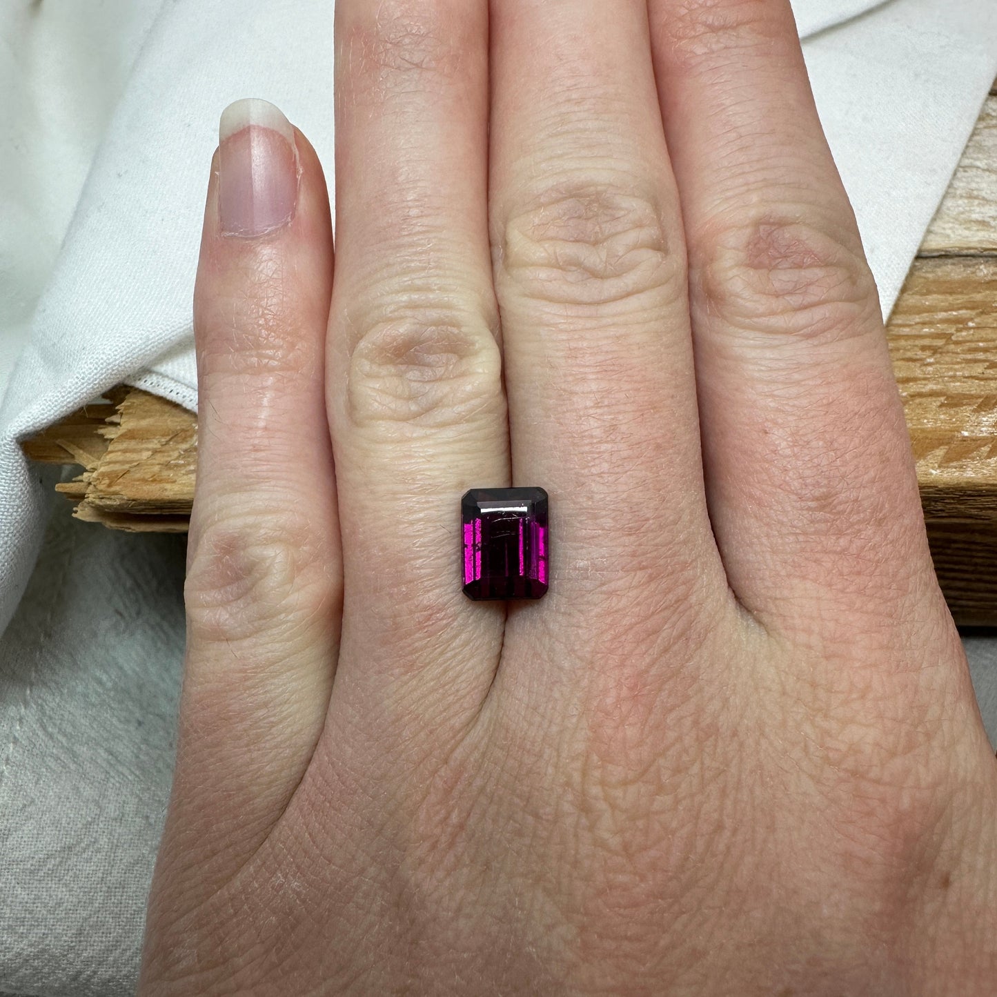 9x7mm Natural Rhodolite Garnet, 3.19 carat, Emerald Cut, Faceted Purple Garnet