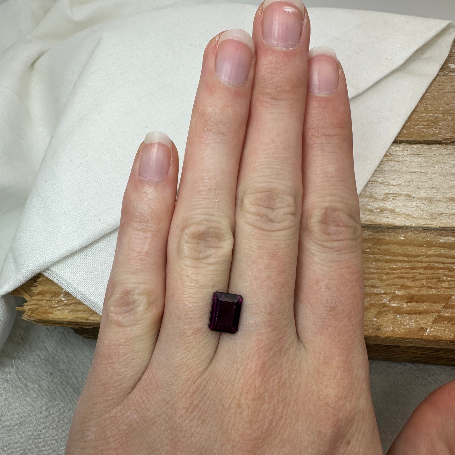 9x7mm Natural Rhodolite Garnet, 3.19 carat, Emerald Cut, Faceted Purple Garnet