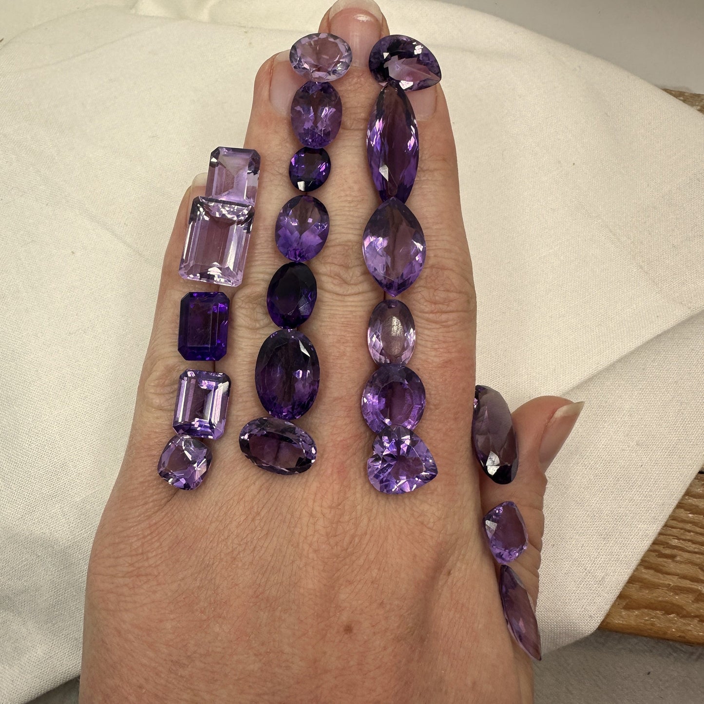 133 carat Lot of Amethyst, Discount Worn Amethyst, 21 pieces, Faceted, Recycled, Chipped, Preformed Facet Rough