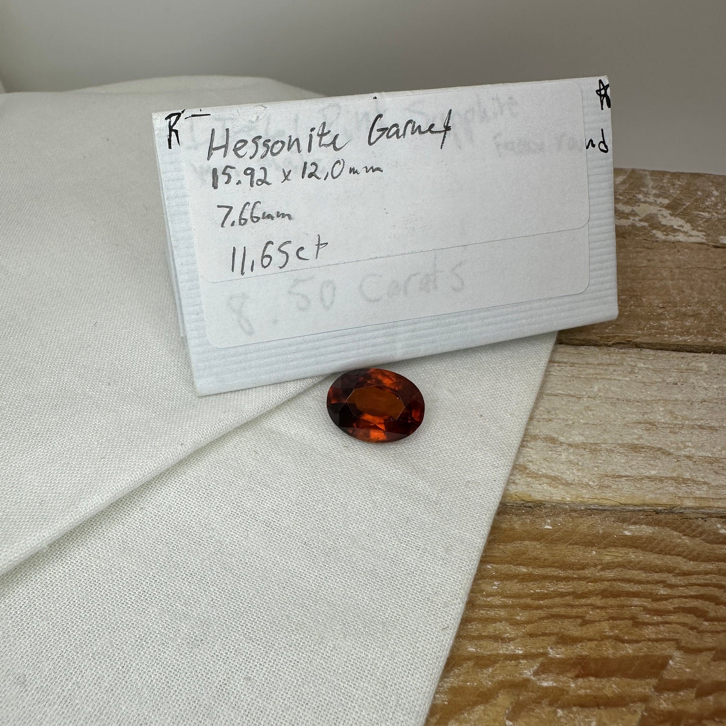 16x12mm Natural Orange Hessonite Garnet 11.65 carat Oval Faceted Loose Gemstone, Red Orange Grossular Garnet