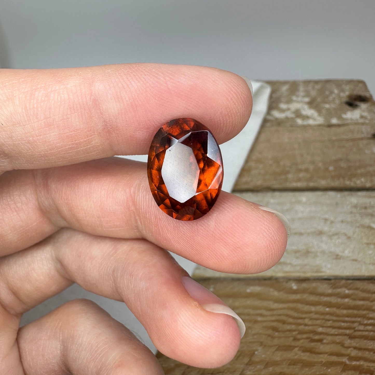 16x12mm Natural Orange Hessonite Garnet 11.65 carat Oval Faceted Loose Gemstone, Red Orange Grossular Garnet