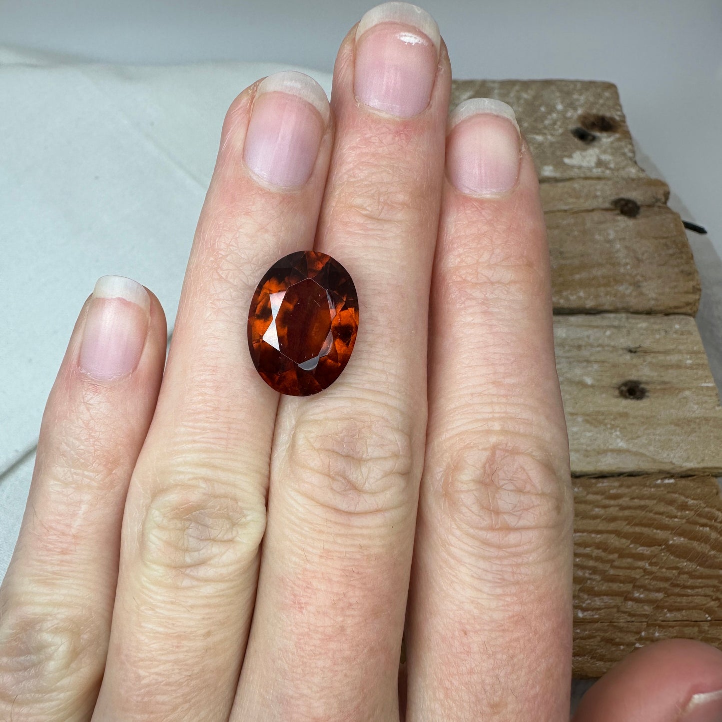 16x12mm Natural Orange Hessonite Garnet 11.65 carat Oval Faceted Loose Gemstone, Red Orange Grossular Garnet