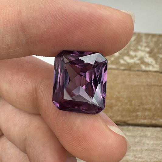 14x12mm Purple Lab Sapphire Loose Gem, 11.29 carat, Lab Created Rectangle Octagon cut Gemstone, June Birthstone Color
