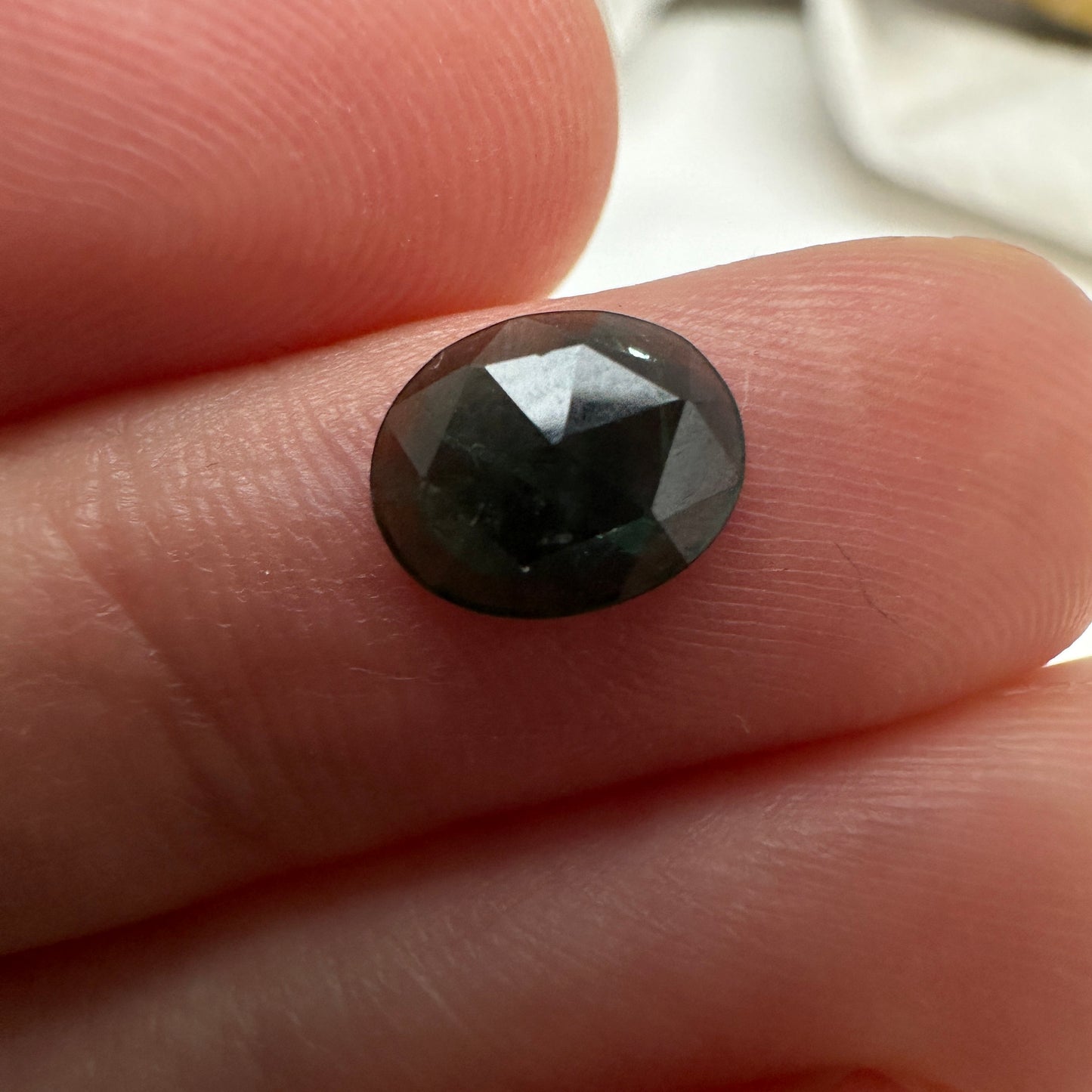 1.12 Ct Natural Blue Green Sapphire Rose cut, 8x6.6mm Oval, Green Blue Sapphire, Faceted Loose Gemstone Unmounted Gem