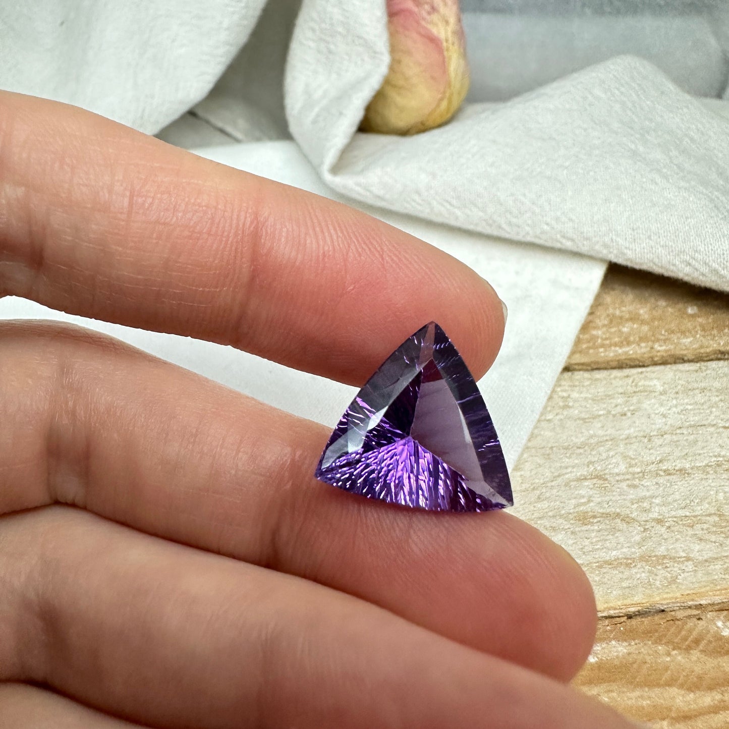 15mm Purple Amethyst 7.10 Carat Fancy Trillion Concave Cut Loose Faceted  February Birthstone Gem US Seller FlowingGems
