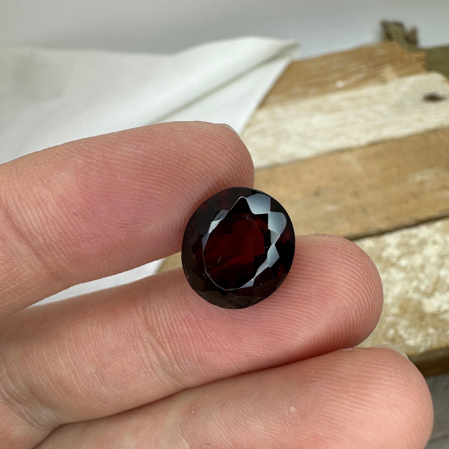 Dark Red Garnet 9.35 Carat 12.5x11.2mm Oval Cut Faceted Loose Gemstone