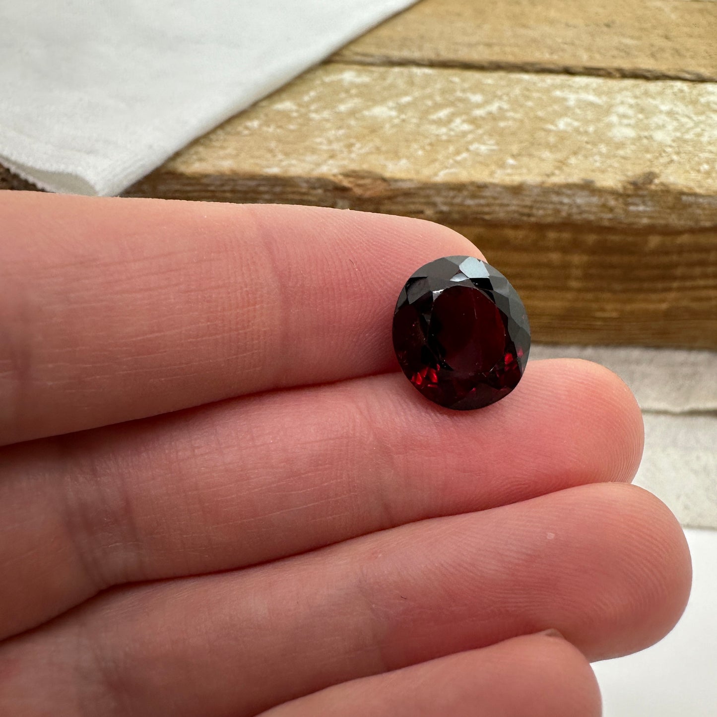 Dark Red Garnet 9.35 Carat 12.5x11.2mm Oval Cut Faceted Loose Gemstone