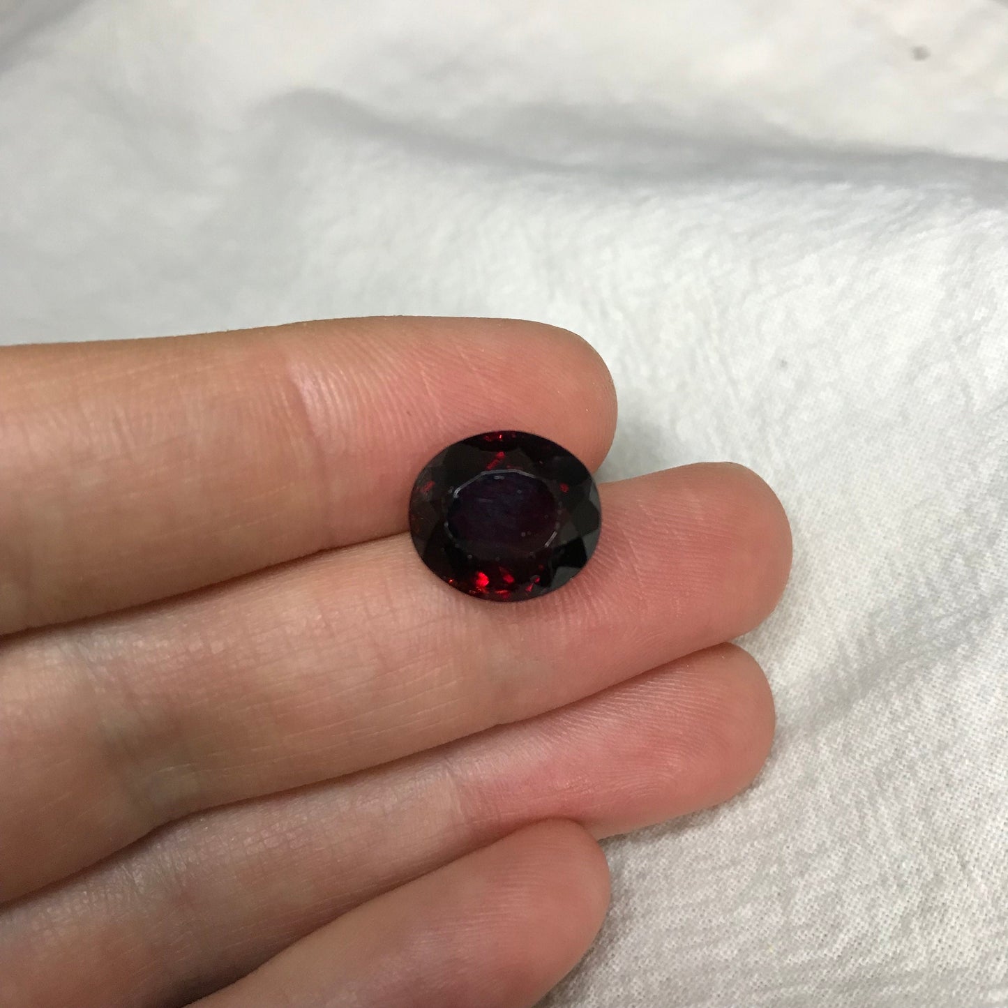Dark Red Garnet 9.35 Carat 12.5x11.2mm Oval Cut Faceted Loose Gemstone