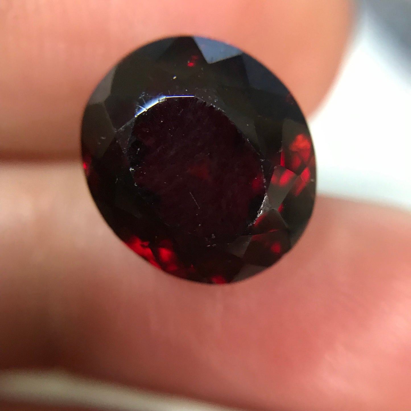 Dark Red Garnet 9.35 Carat 12.5x11.2mm Oval Cut Faceted Loose Gemstone