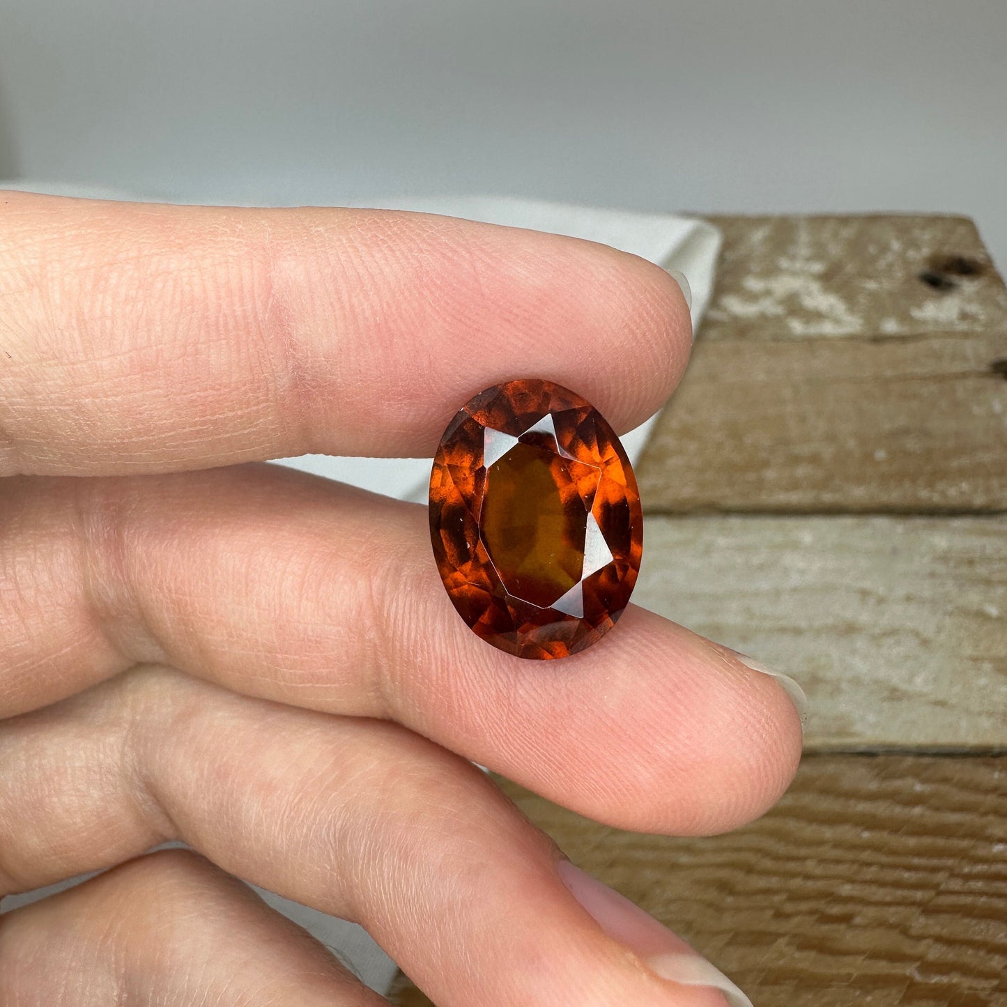 16x12mm Natural Orange Hessonite Garnet 11.65 carat Oval Faceted Loose Gemstone, Red Orange Grossular Garnet