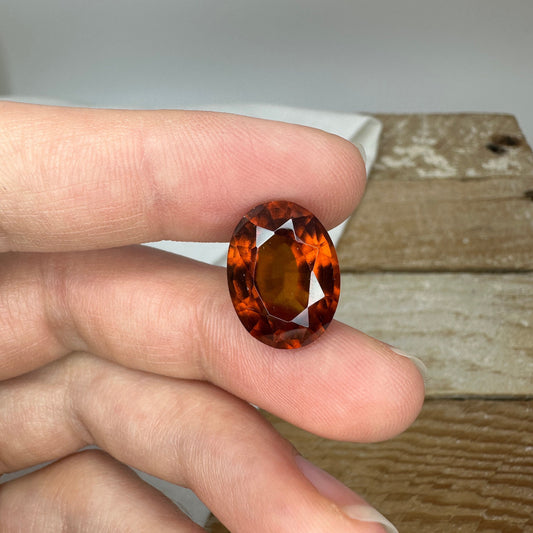 16x12mm Natural Orange Hessonite Garnet 11.65 carat Oval Faceted Loose Gemstone, Red Orange Grossular Garnet