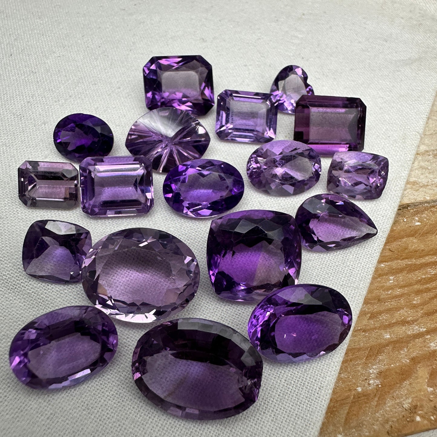 121 carat Lot of Amethyst, Discount Worn Amethyst, 18 pieces, Faceted, Recycled, Chipped, Preformed Facet Rough