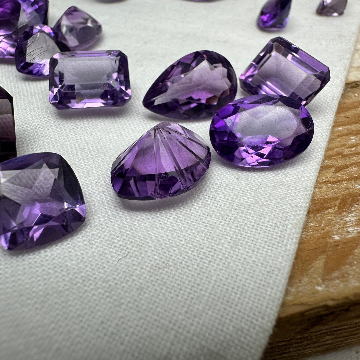 121 carat Lot of Amethyst, Discount Worn Amethyst, 18 pieces, Faceted, Recycled, Chipped, Preformed Facet Rough