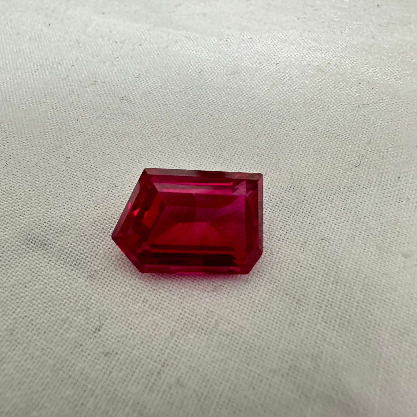 19 carat Lab Ruby 18x12.5mm Freeform Cut, Lab Created Faceted Loose Red Synthetic Corundum