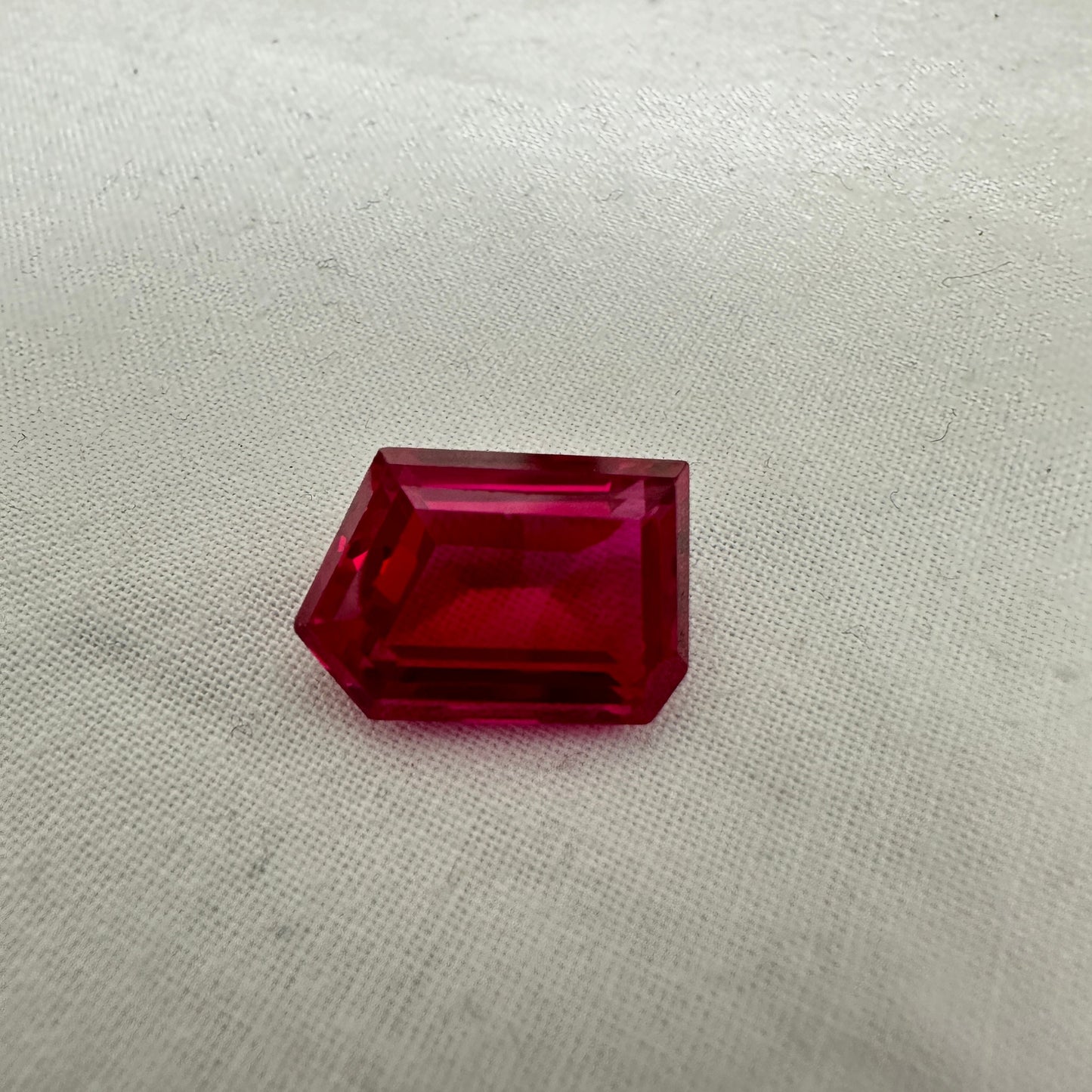 19 carat Lab Ruby 18x12.5mm Freeform Cut, Lab Created Faceted Loose Red Synthetic Corundum