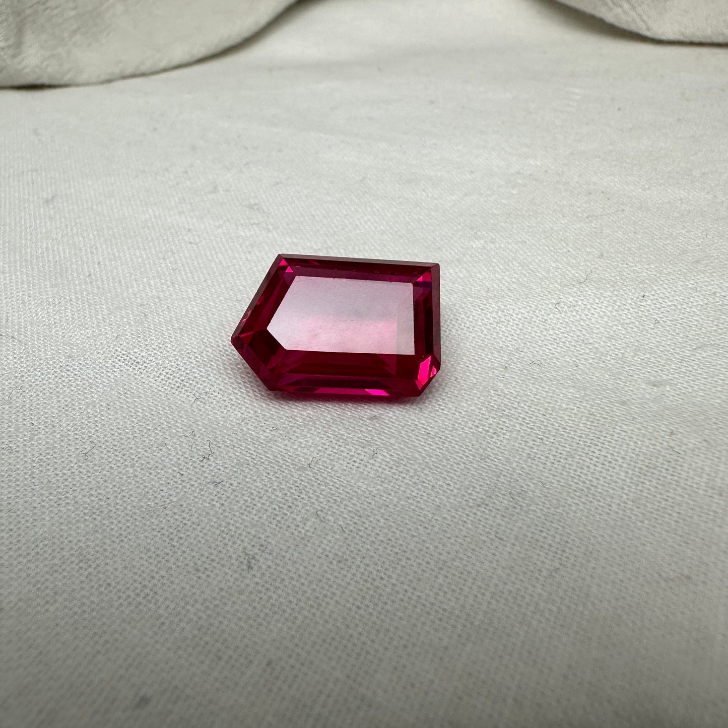 19 carat Lab Ruby 18x12.5mm Freeform Cut, Lab Created Faceted Loose Red Synthetic Corundum