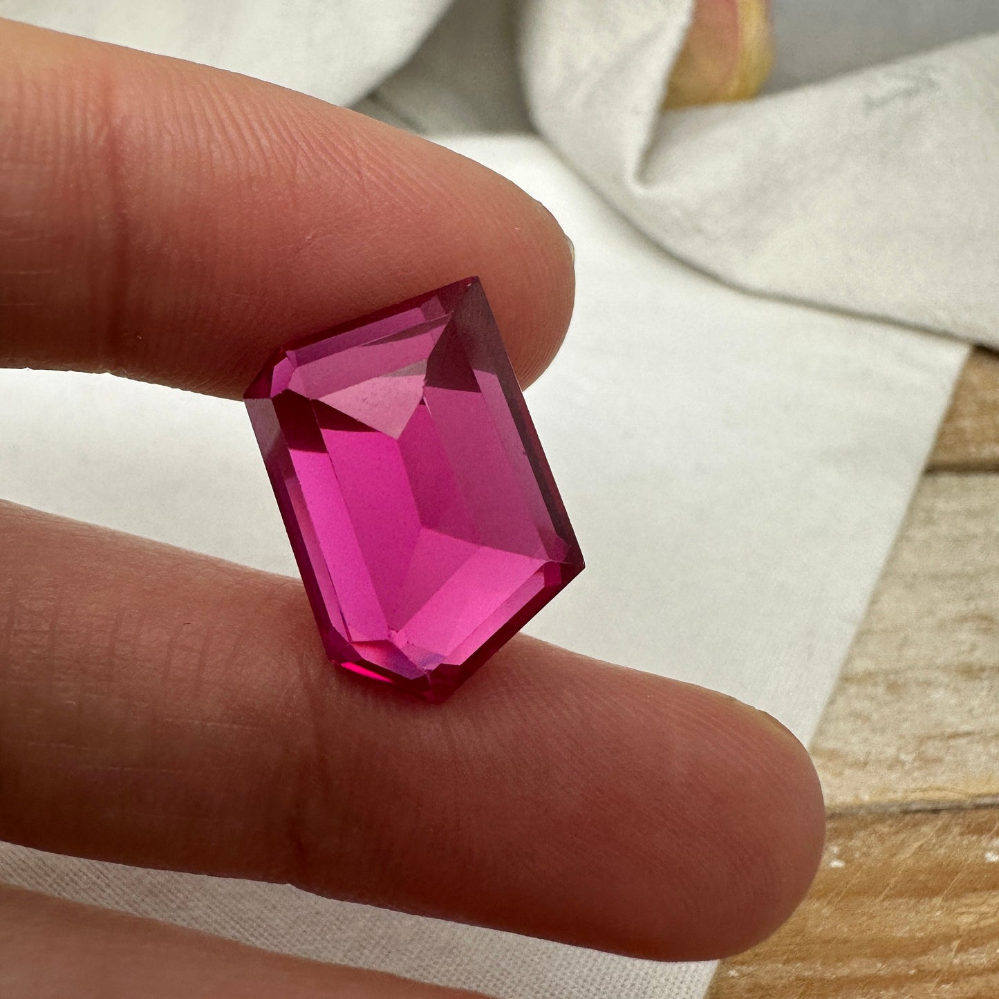 19 carat Lab Ruby 18x12.5mm Freeform Cut, Lab Created Faceted Loose Red Synthetic Corundum