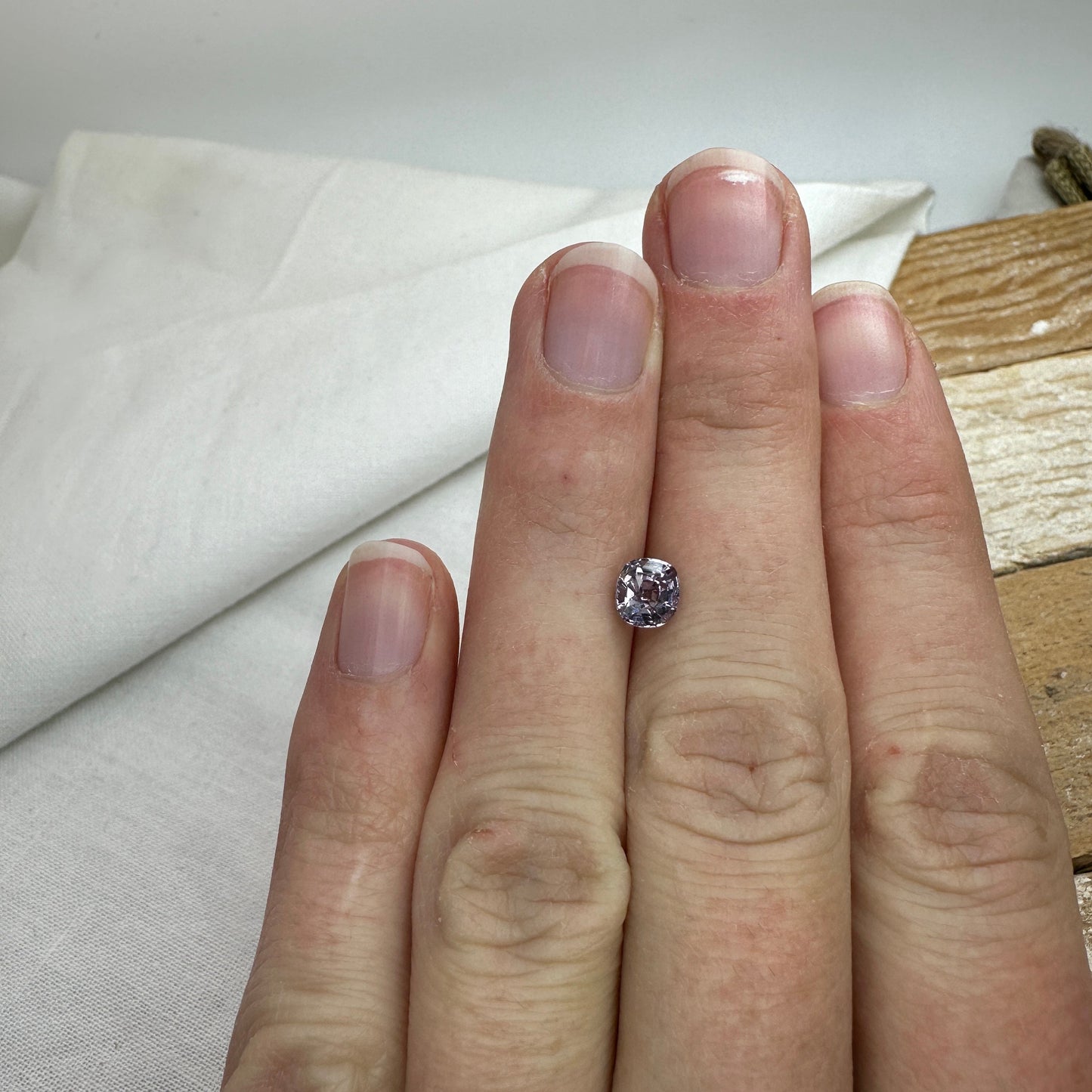 0.89 Ct Natural Purple Spinel 5.5x5mm Cushion Cut Faceted Loose Gemstone, Grayish Purple Stone