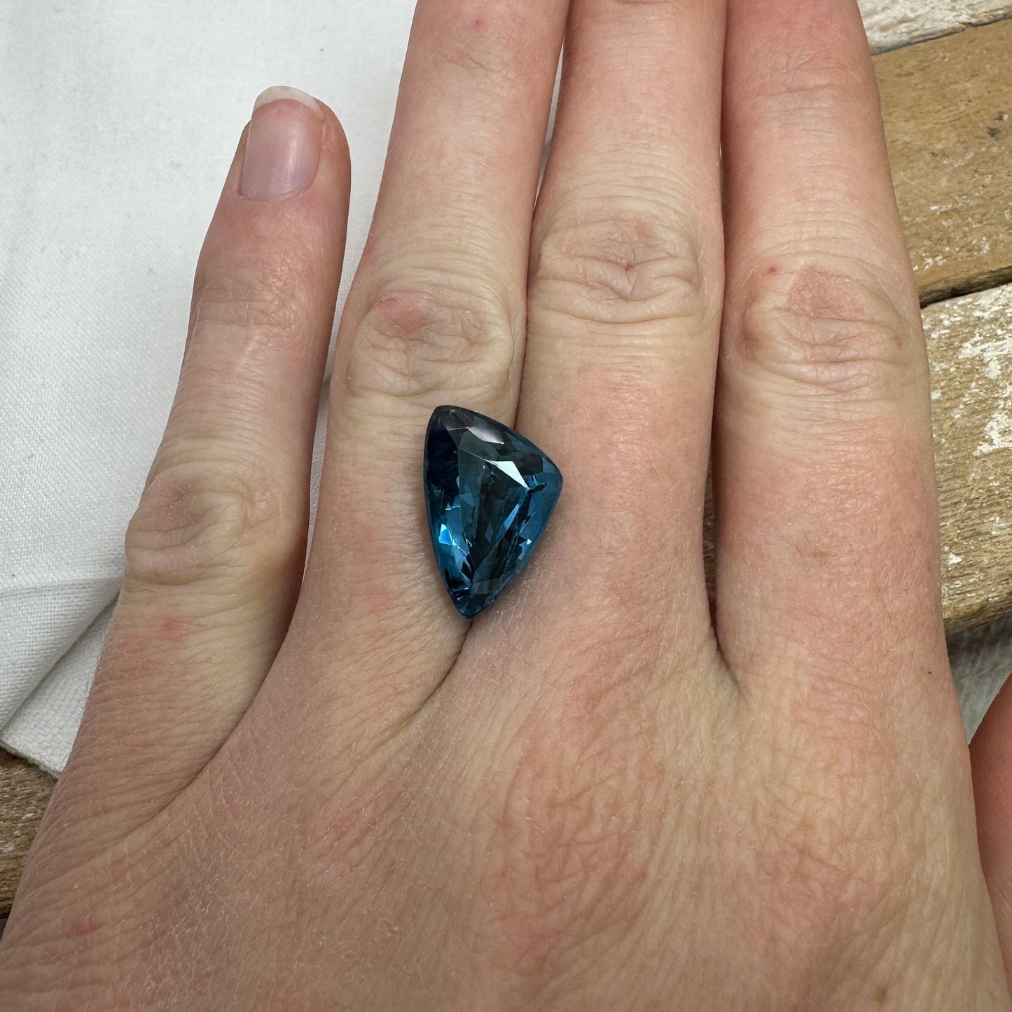 8.92 Ct London Blue Topaz 16.4x10.7mm Freeform Trillion Cut Loose Gem Faceted Deep Blue, December Birthstone