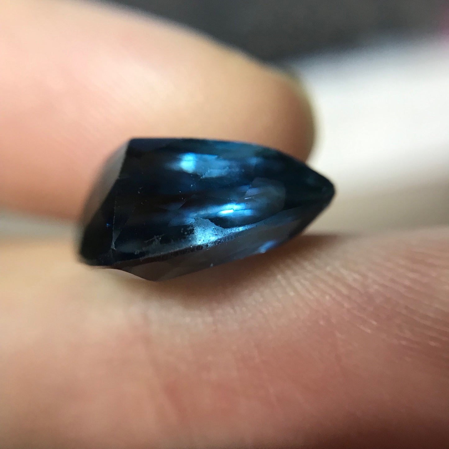 8.92 Ct London Blue Topaz 16.4x10.7mm Freeform Trillion Cut Loose Gem Faceted Deep Blue, December Birthstone
