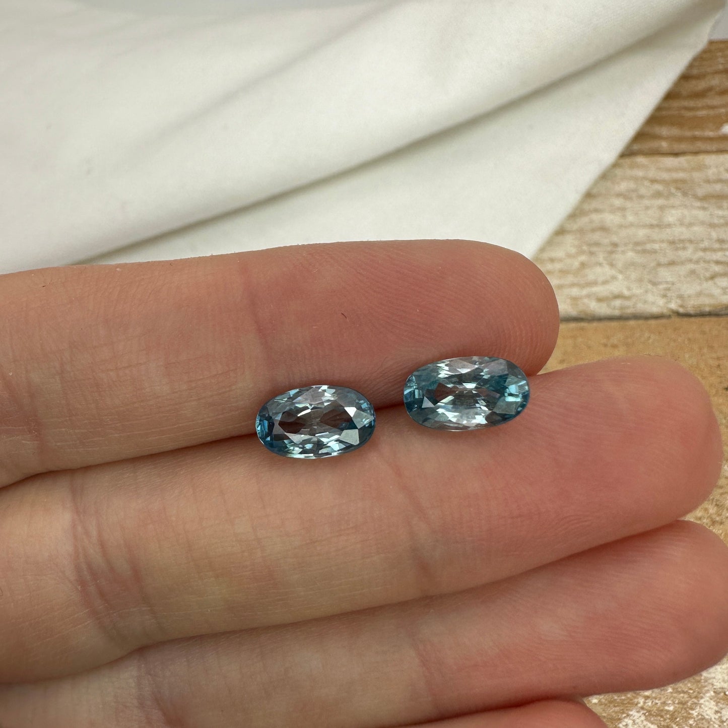 Pair of Blue Zircon 4.10 Total Carat Weight, 9x5.4mm Oval cut Gemstones, Natural Loose Greenish Blue Zircons December Birthstones