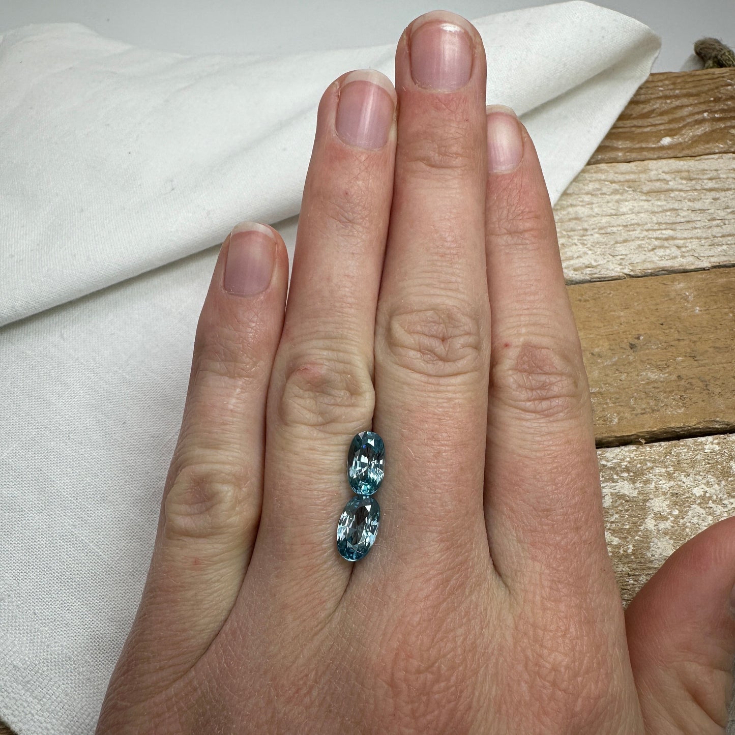 Pair of Blue Zircon 4.10 Total Carat Weight, 9x5.4mm Oval cut Gemstones, Natural Loose Greenish Blue Zircons December Birthstones