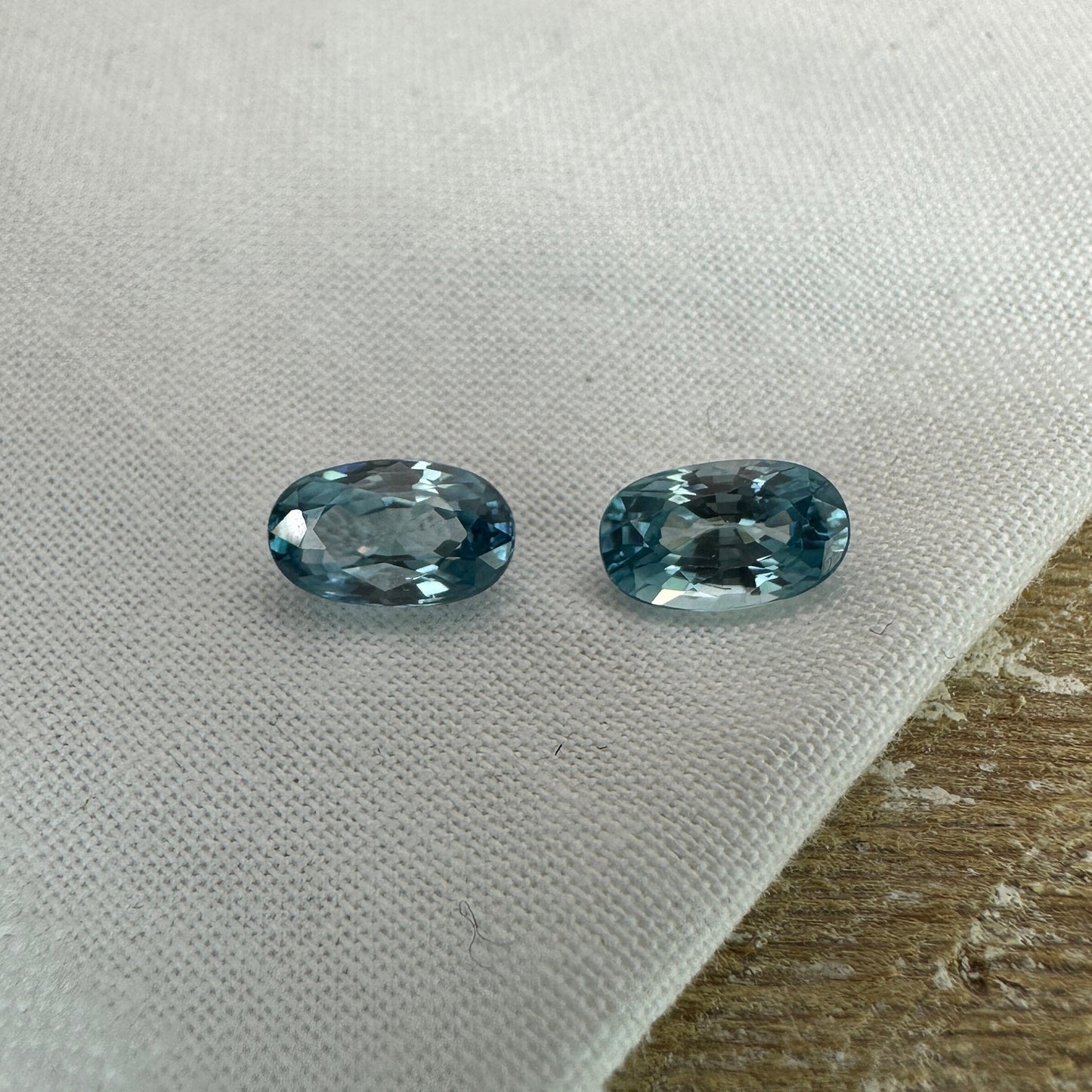 Pair of Blue Zircon 4.10 Total Carat Weight, 9x5.4mm Oval cut Gemstones, Natural Loose Greenish Blue Zircons December Birthstones