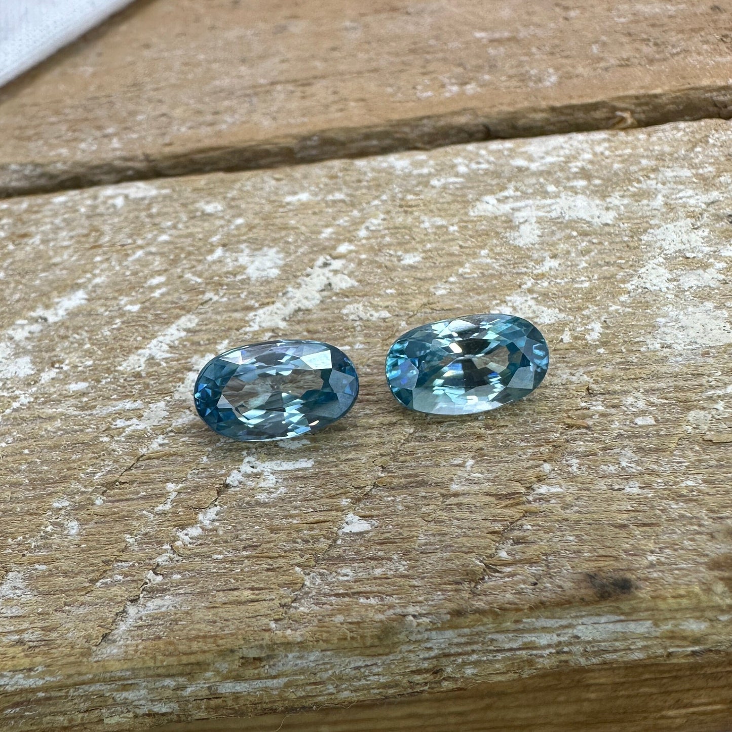 Pair of Blue Zircon 4.10 Total Carat Weight, 9x5.4mm Oval cut Gemstones, Natural Loose Greenish Blue Zircons December Birthstones