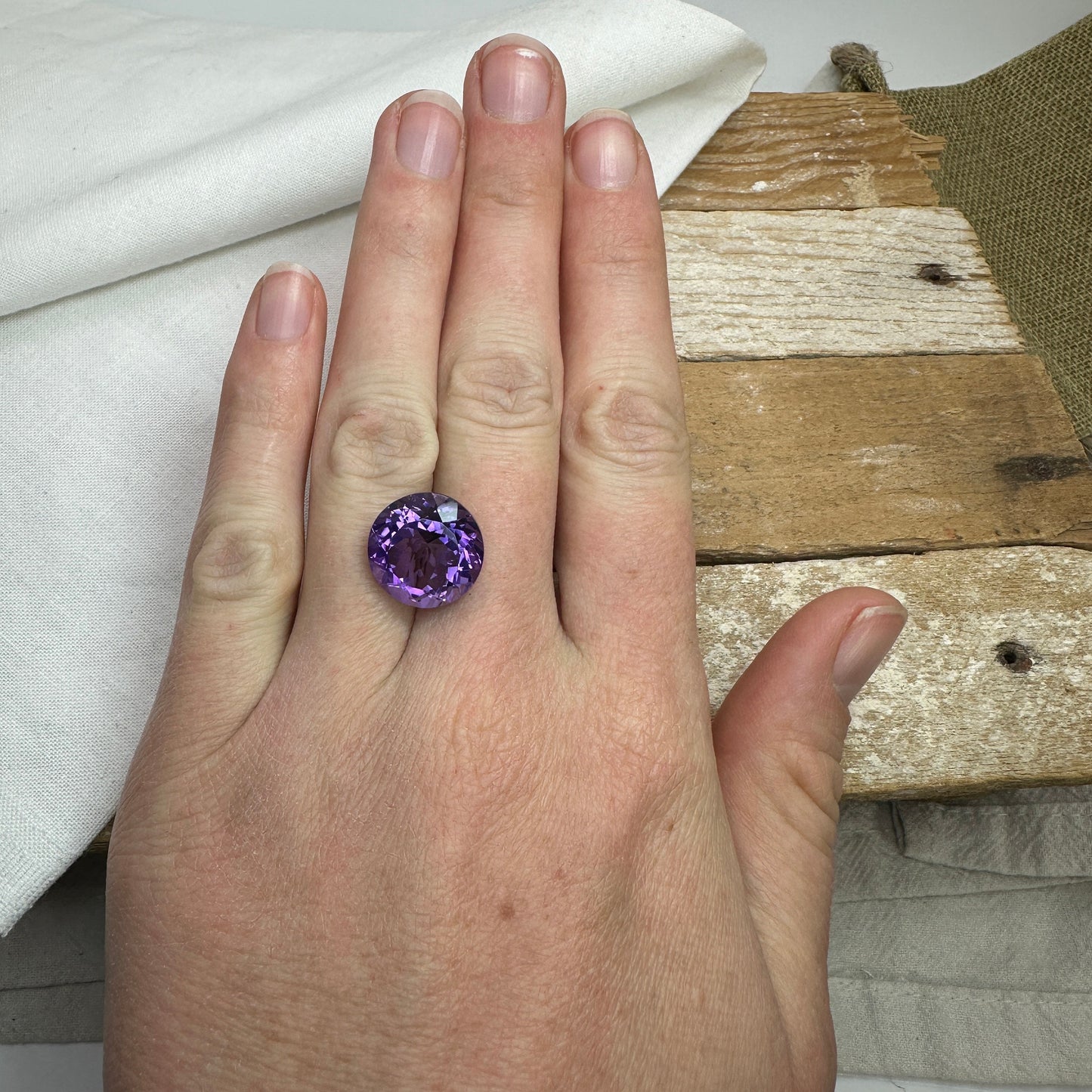 14mm Round Purple Amethyst, 10.40 Carat Loose Gemstone Faceted February Birthstone