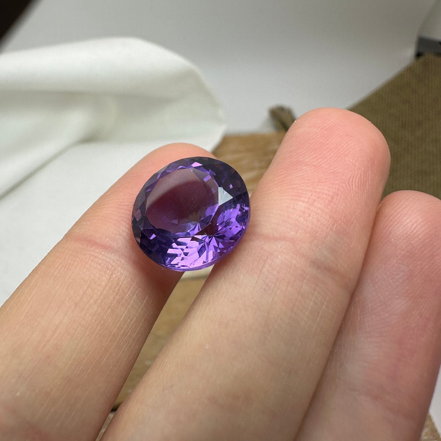 14mm Round Purple Amethyst, 10.40 Carat Loose Gemstone Faceted February Birthstone