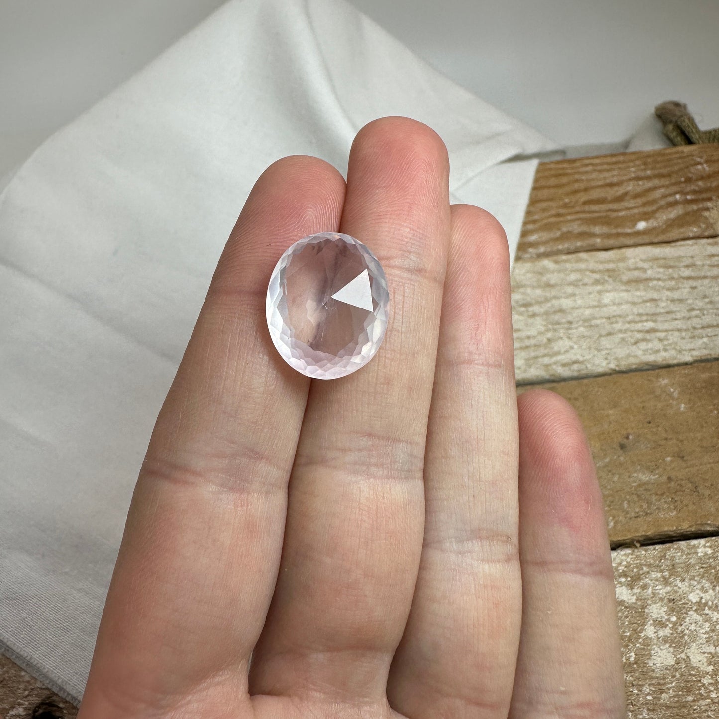 18x15mm Rose Quartz, Light Pink, 11.97 Carat Rose cut Oval Cut Quartz, Loose Gem Faceted Stone
