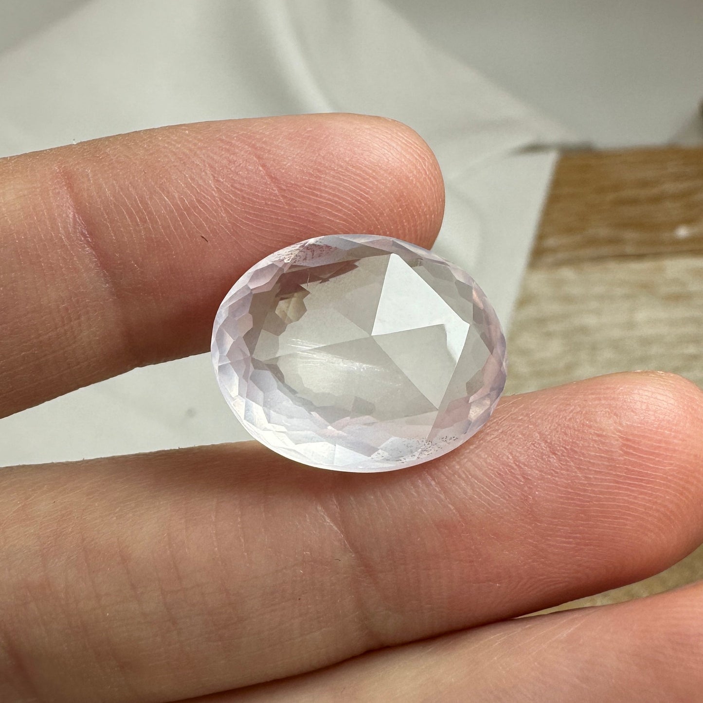 18x15mm Rose Quartz, Light Pink, 11.97 Carat Rose cut Oval Cut Quartz, Loose Gem Faceted Stone