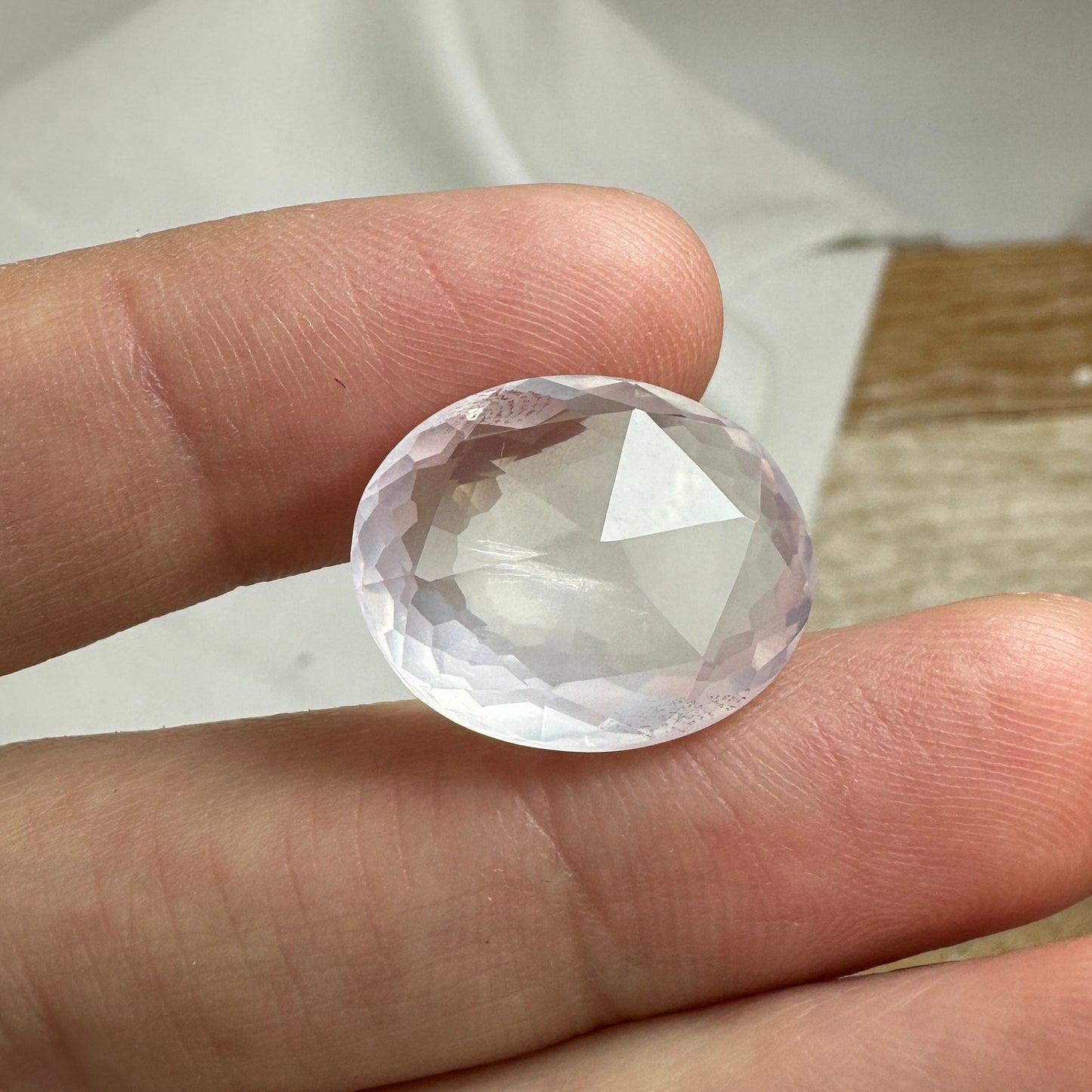 18x15mm Rose Quartz, Light Pink, 11.97 Carat Rose cut Oval Cut Quartz, Loose Gem Faceted Stone