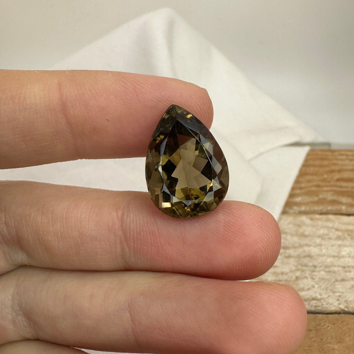 18x13mm Smoky Quartz, 11.39 Carat Pear cut Loose Brown Quartz