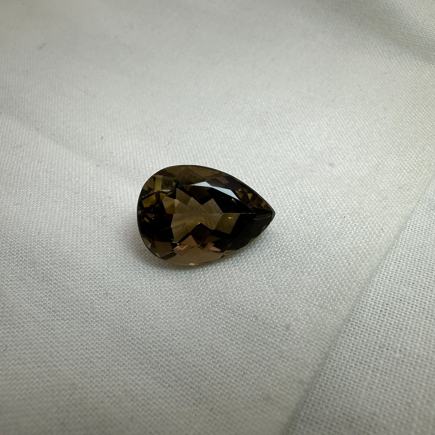 18x13mm Smoky Quartz, 11.39 Carat Pear cut Loose Brown Quartz