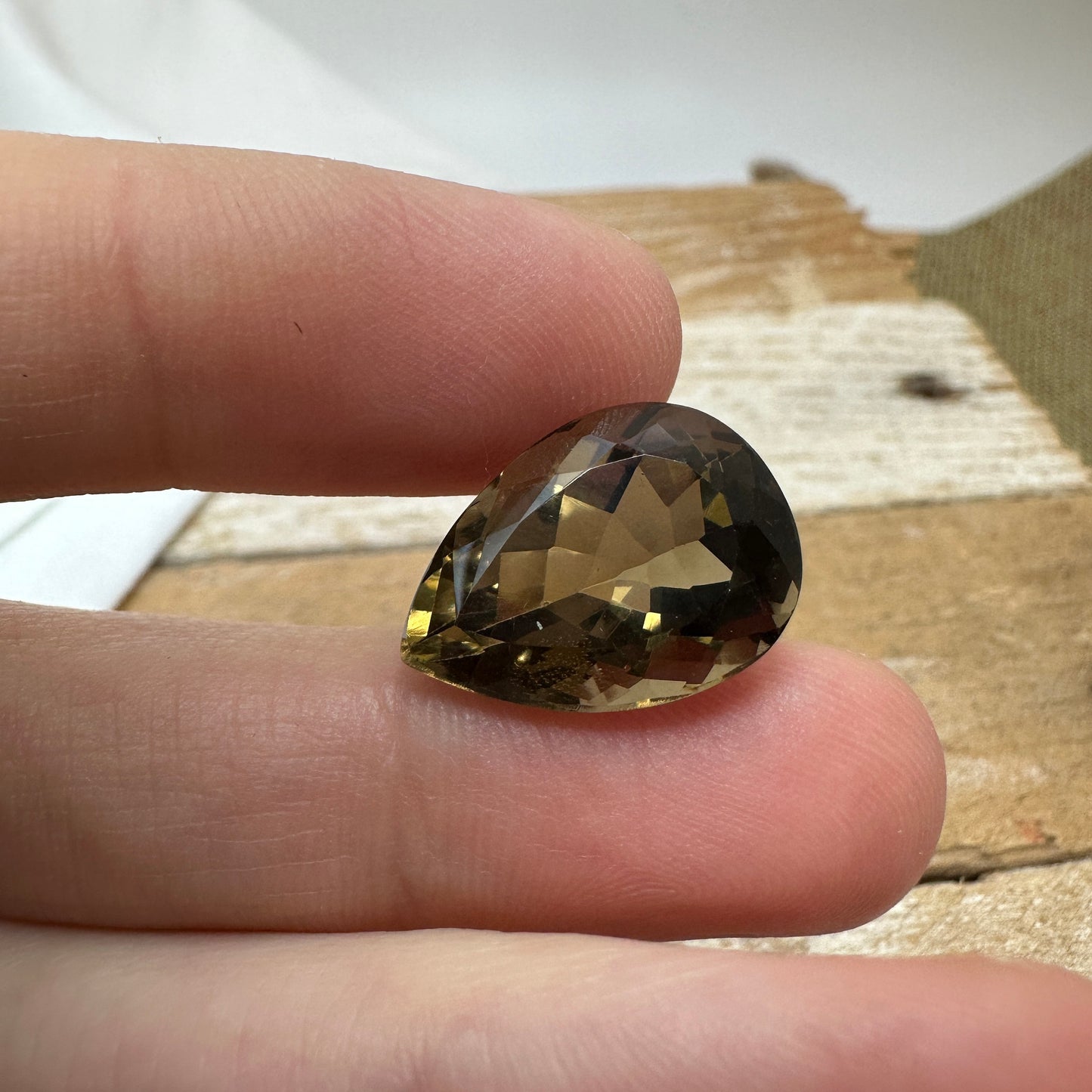 18x13mm Smoky Quartz, 11.39 Carat Pear cut Loose Brown Quartz