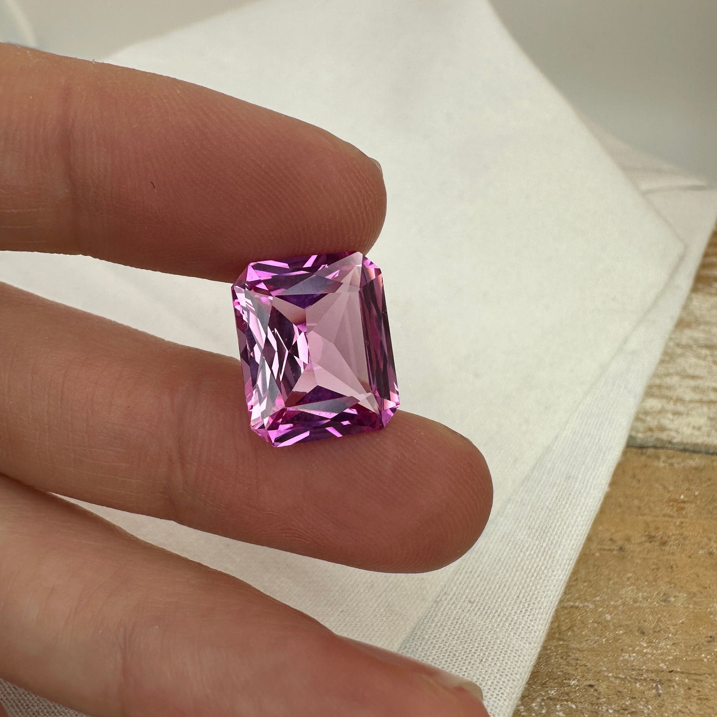 14x12mm Lab Pink Sapphire, 11.25 Ct, Mixed Radiant Cut Loose Faceted Man Made Corundum, Pink Gem