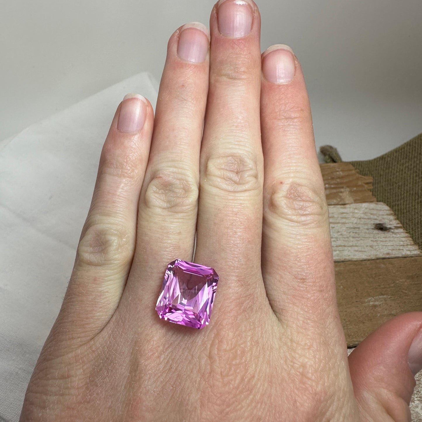 14x12mm Lab Pink Sapphire, 11.25 Ct, Mixed Radiant Cut Loose Faceted Man Made Corundum, Pink Gem
