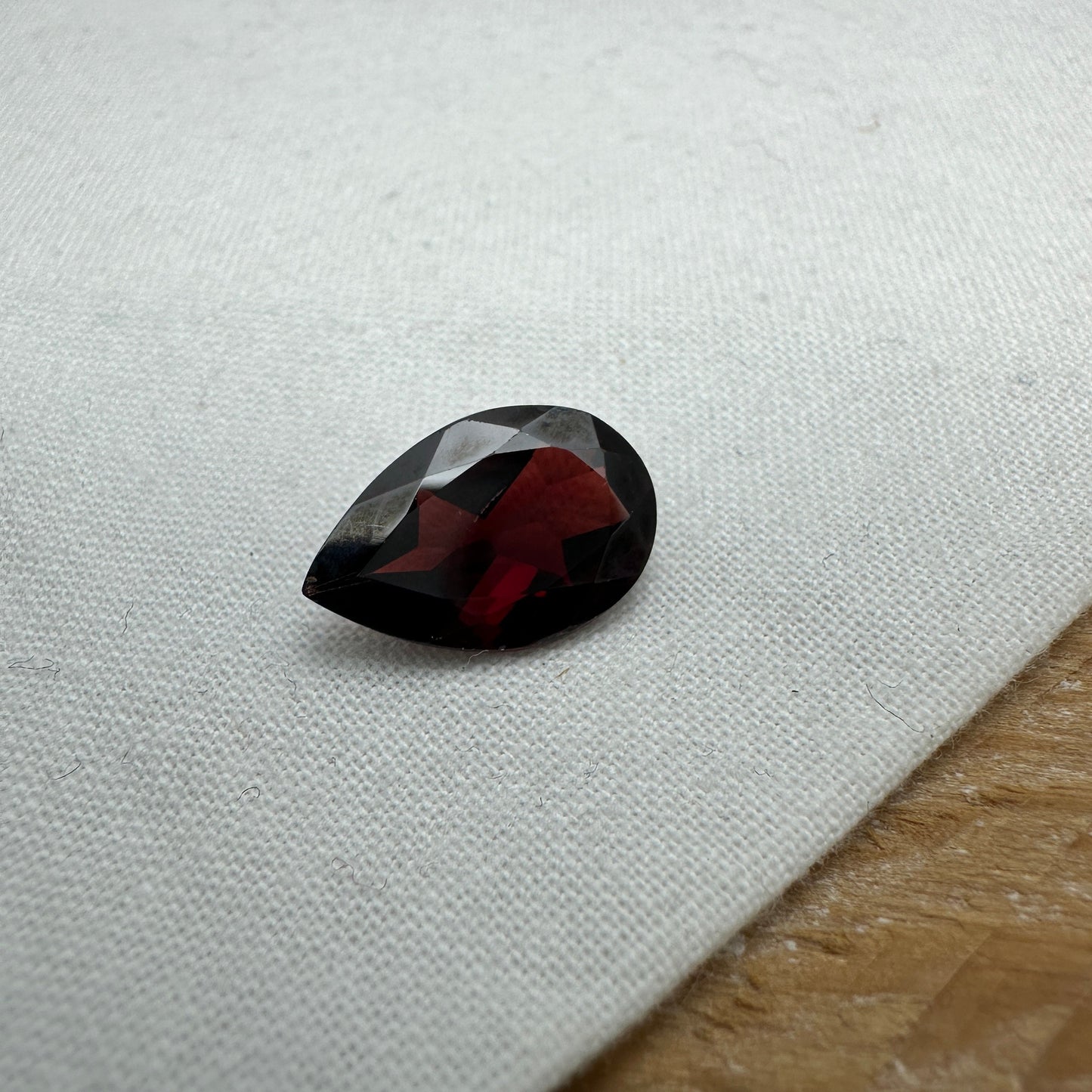5.26 carat Dark Red Garnet, 16x10mm Pear cut, Deep Red Garnet, Faceted, Imperfect Garnet