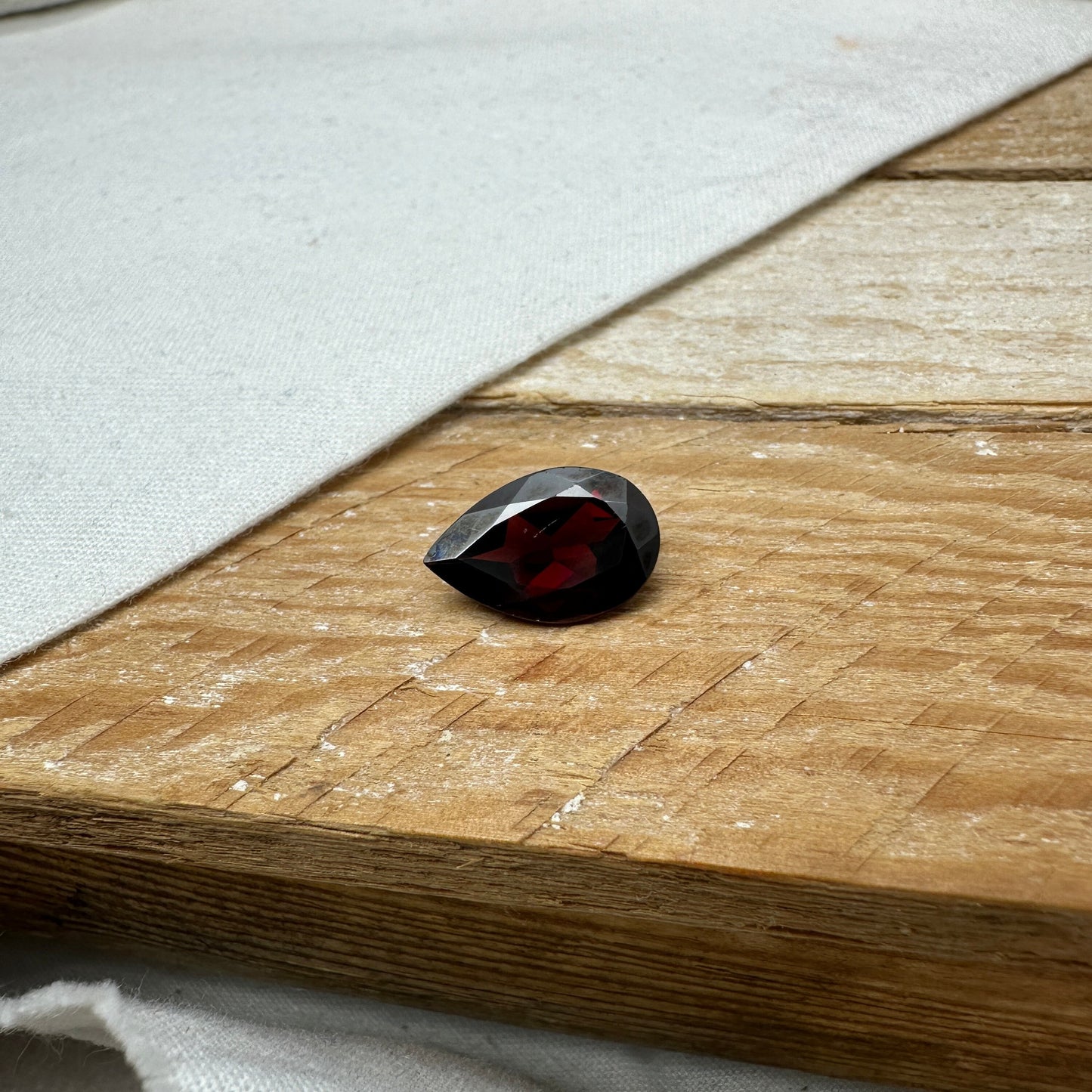 5.26 carat Dark Red Garnet, 16x10mm Pear cut, Deep Red Garnet, Faceted, Imperfect Garnet