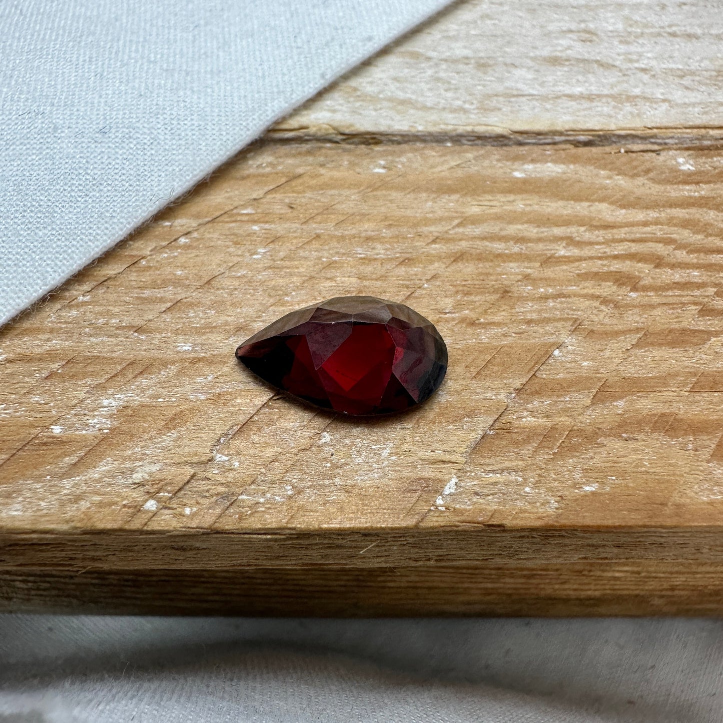 5.26 carat Dark Red Garnet, 16x10mm Pear cut, Deep Red Garnet, Faceted, Imperfect Garnet