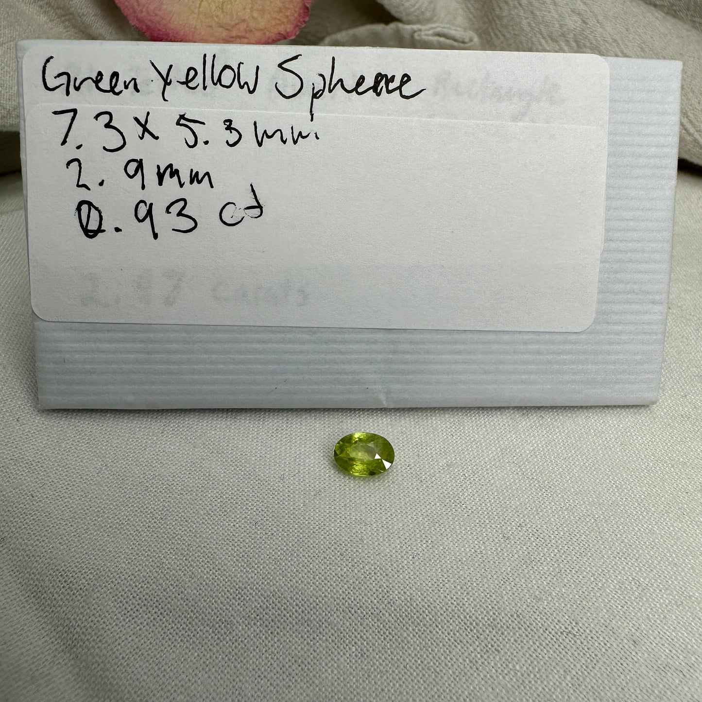 0.93 Yellow Green Sphene with Rainbow Flashes 7.3x5.3mm Oval Cut, Faceted Loose Titanite