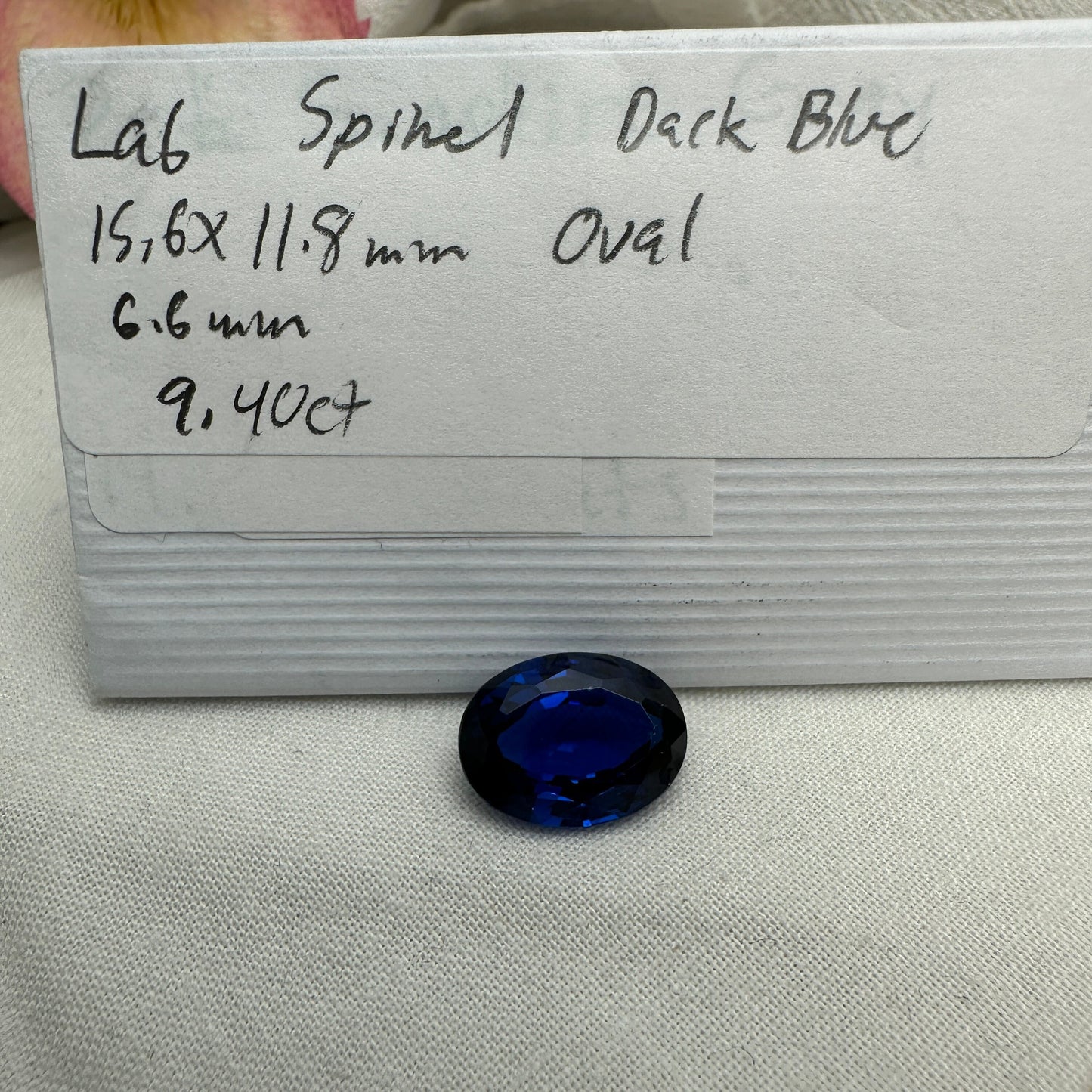 Lab Created Blue Spinel 9.40 Carat Man Made Spinel, 15.6x11.8mm Oval cut, Faceted Loose Synthetic Spinel