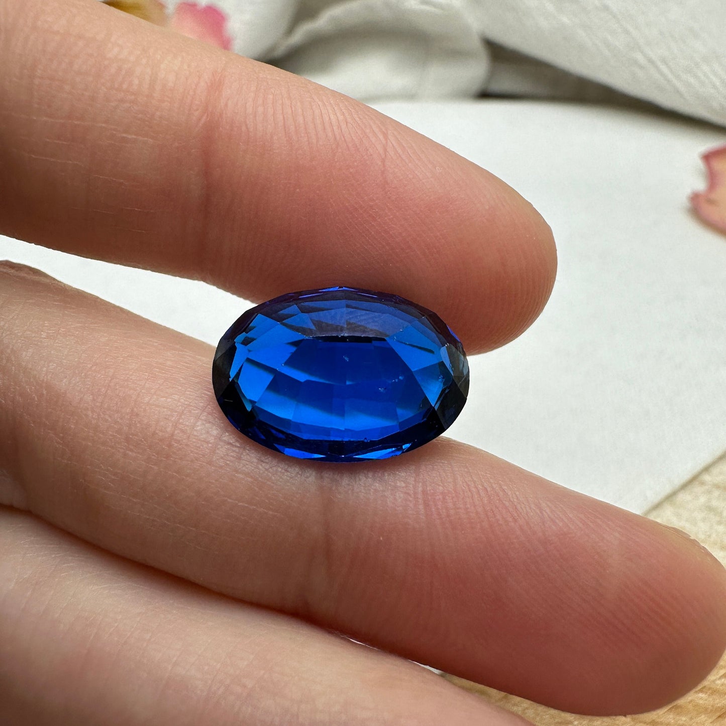 Lab Created Blue Spinel 9.40 Carat Man Made Spinel, 15.6x11.8mm Oval cut, Faceted Loose Synthetic Spinel