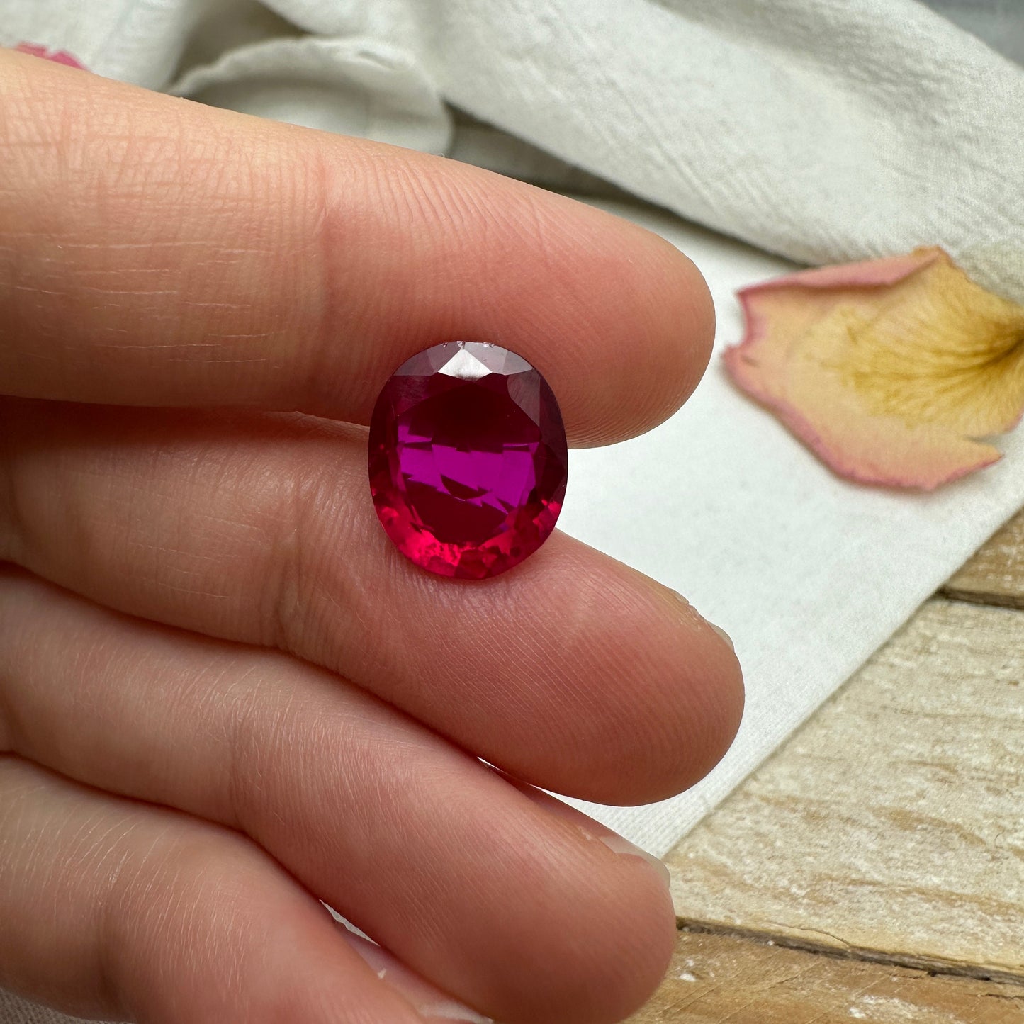 7.20 Carat Synthetic Ruby 12.5x10.2mm Oval Cut Loose Faceted Gemstone Red July Birthstone