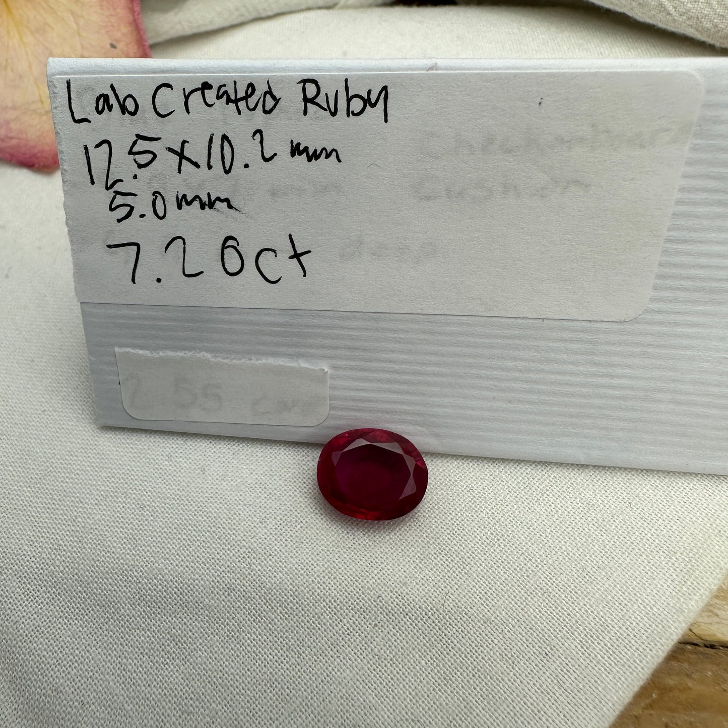 7.20 Carat Synthetic Ruby 12.5x10.2mm Oval Cut Loose Faceted Gemstone Red July Birthstone