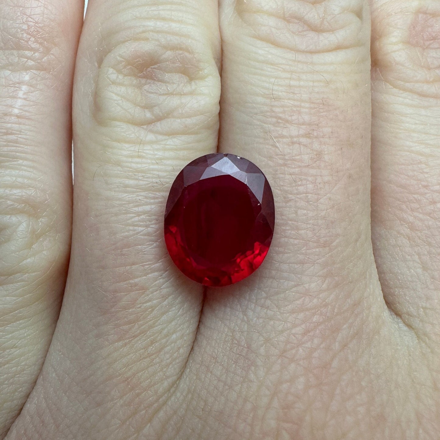 7.20 Carat Synthetic Ruby 12.5x10.2mm Oval Cut Loose Faceted Gemstone Red July Birthstone