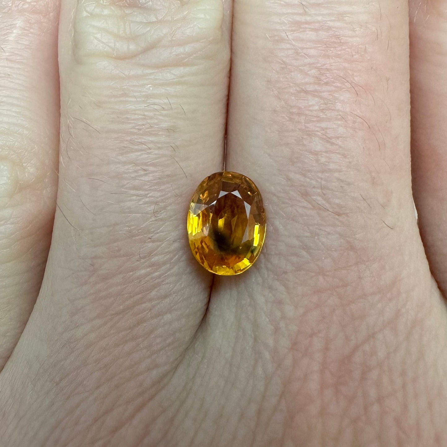 1.7 Carat Sapphire 8.4x6.25mm Oval Cut, Heat Treated, Yellow Orange, Faceted Loose Australian Sapphire